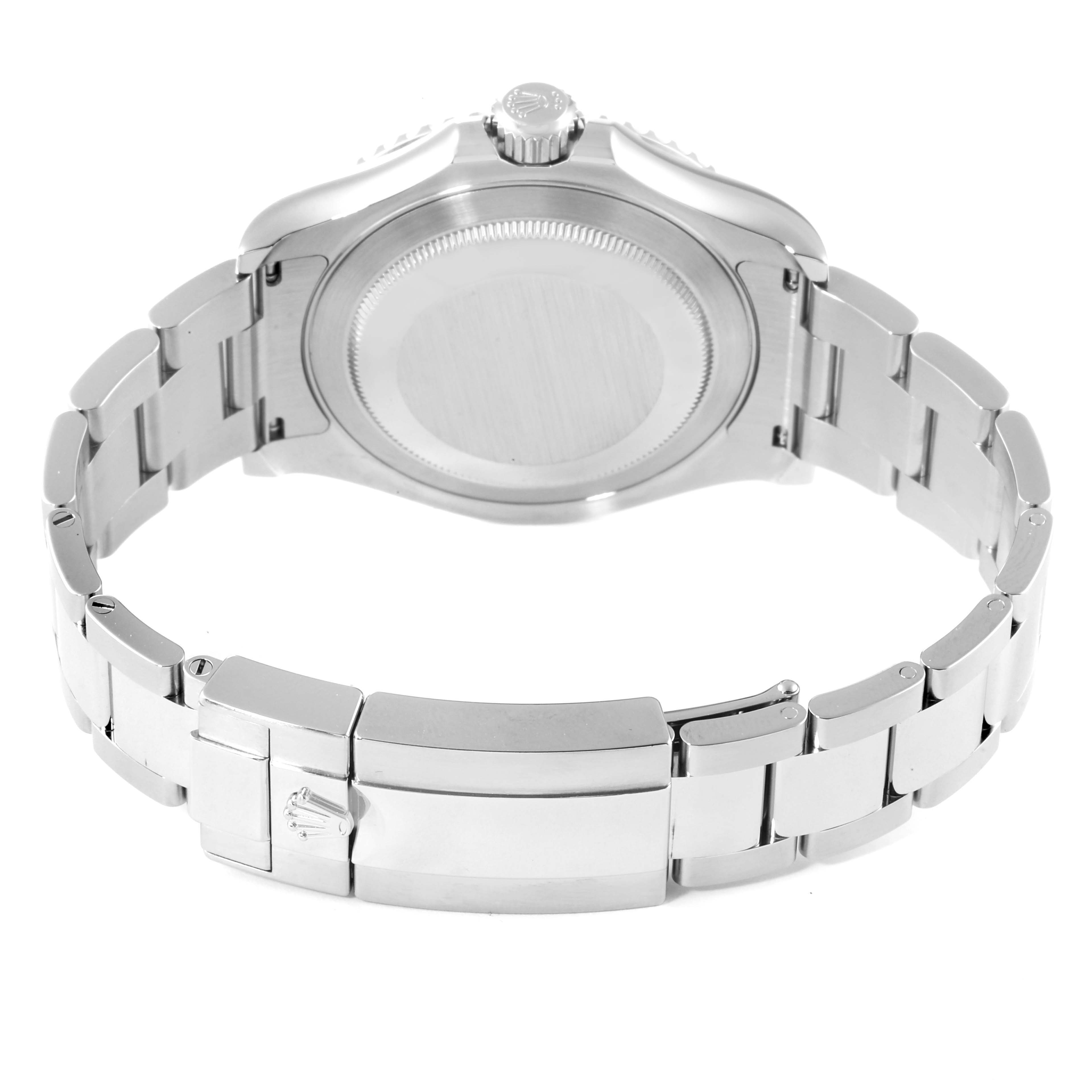 The image shows the back case and bracelet clasp of a Rolex Yacht-Master 126622 Men's Stainless Steel Blue Dial 126622 Men's Stainless Steel Blue Dial watch from a rear angle.