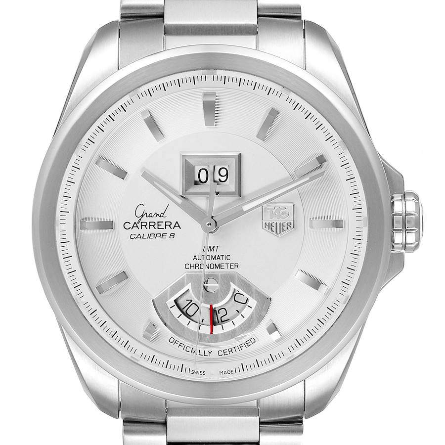 Tag Heuer Grand Carrera GMT Chronograph Silver Dial Steel Mens Watch WAV5112 SwissWatchExpo