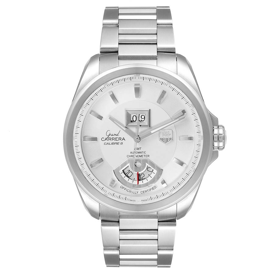 Tag Heuer Grand Carrera GMT Chronograph Silver Dial Steel Mens