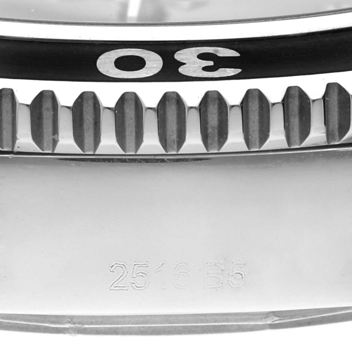 This image shows a close-up of the bezel and case of a Breitling Superocean A17365 Men's Stainless Steel Black Dial A17365 Men's Stainless Steel Black Dial watch.
