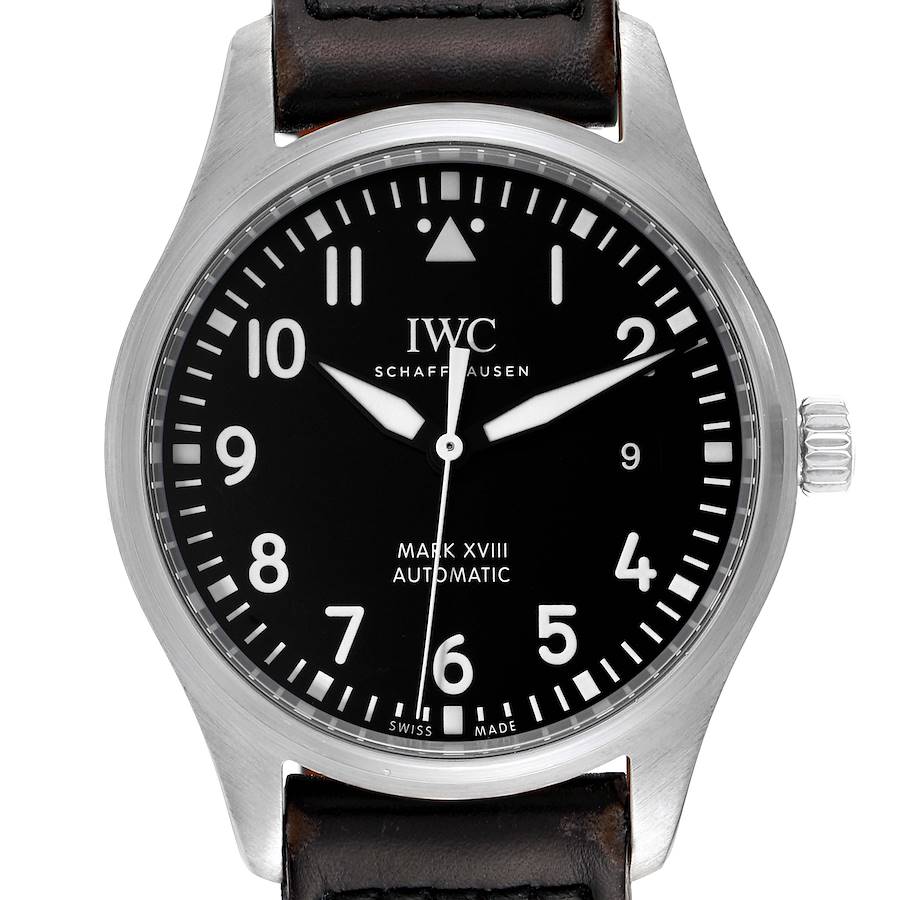 IWC Pilot Mark XVIII Black Dial Steel Mens Watch IW327001 SwissWatchExpo