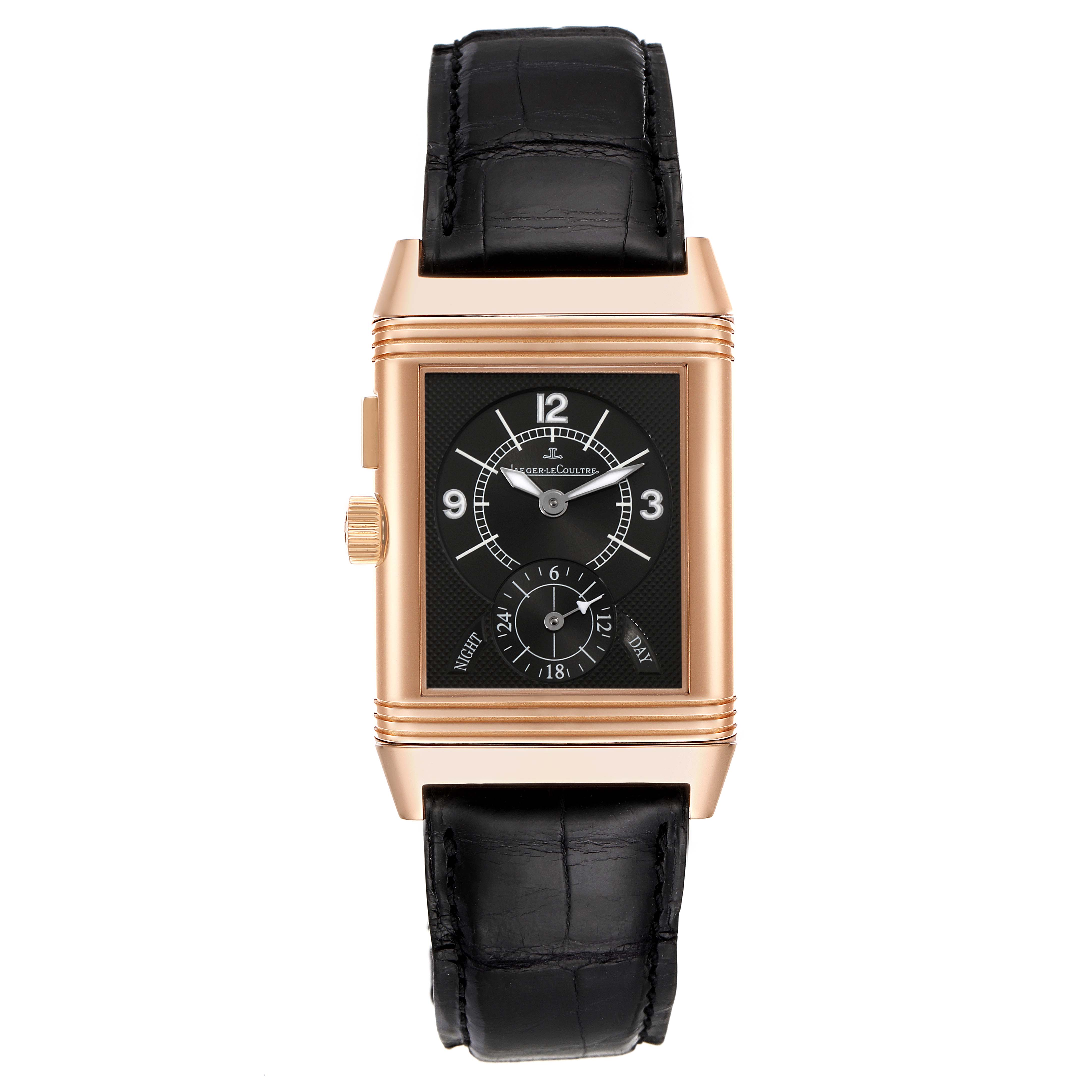 Jaeger LeCoultre Reverso Duo Rose Gold Mens Watch 272.2.54 Box Papers ...