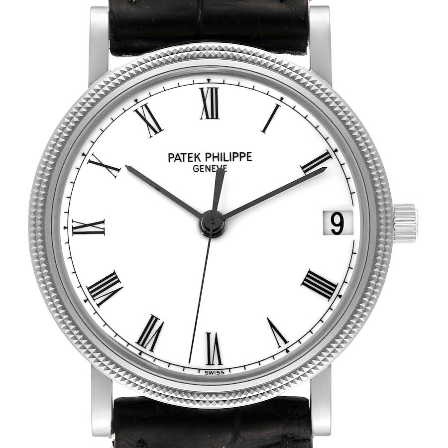 Patek Philippe Calatrava White Gold Automatic Mens Watch 3802 Box Papers SwissWatchExpo
