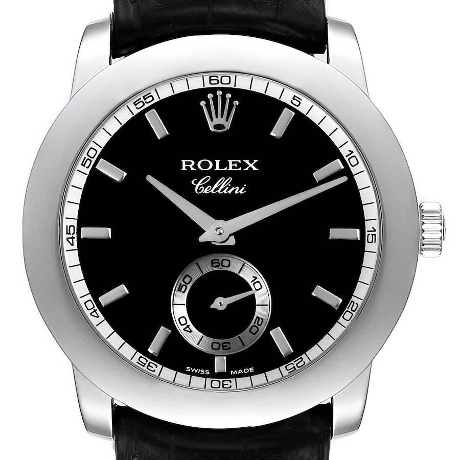 Rolex Cellini Cellinium 35mm Platinum Black Dial Mens Watch 5241 SwissWatchExpo