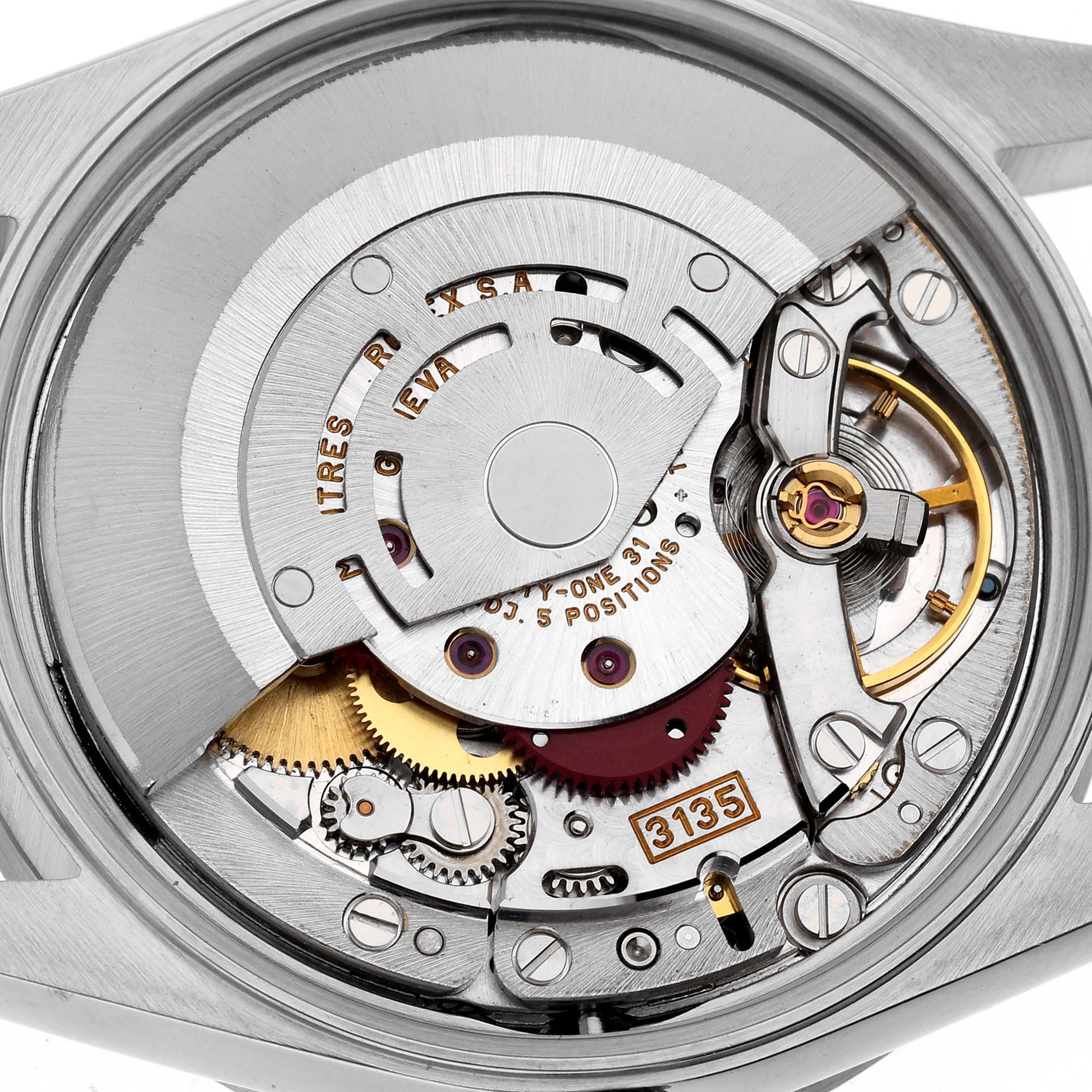 This image shows the internal mechanism of a Rolex Date 15210 Men
s Stainless Steel Black Dial 15210 Men
s Stainless Steel Black Dial model, focusing on its intricate components.