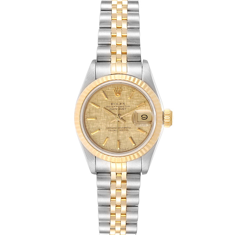 Rolex Datejust 26 Steel Yellow Gold Linen Dial Ladies Watch 69173 SwissWatchExpo