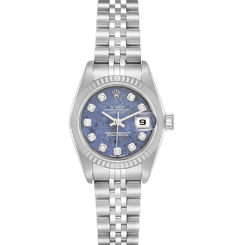 Rolex Datejust Blue Sodalite Diamond Dial Steel Ladies Watch 79174 Box Papers SwissWatchExpo