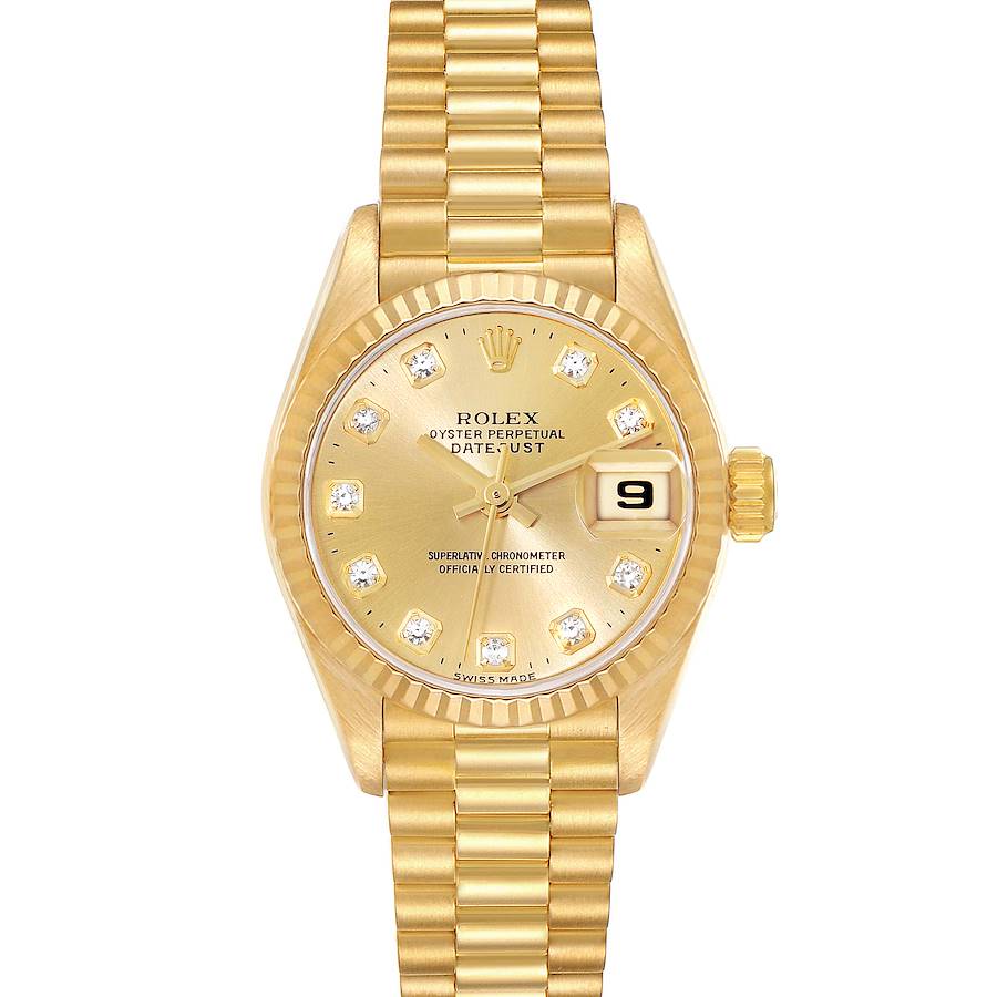 Rolex Datejust President Diamond Dial Yellow Gold Ladies Watch 69178 Box Papers SwissWatchExpo