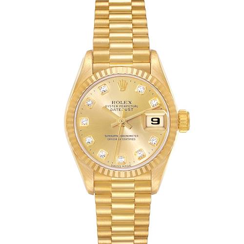 Photo of Rolex Datejust President Diamond Dial Yellow Gold Ladies Watch 69178 Box Papers