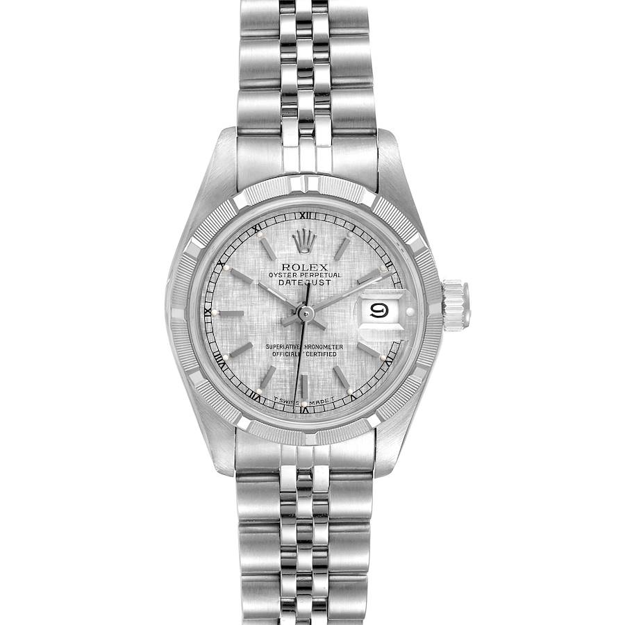 Rolex Datejust Silver Linen Dial Steel Ladies Watch 69190 SwissWatchExpo