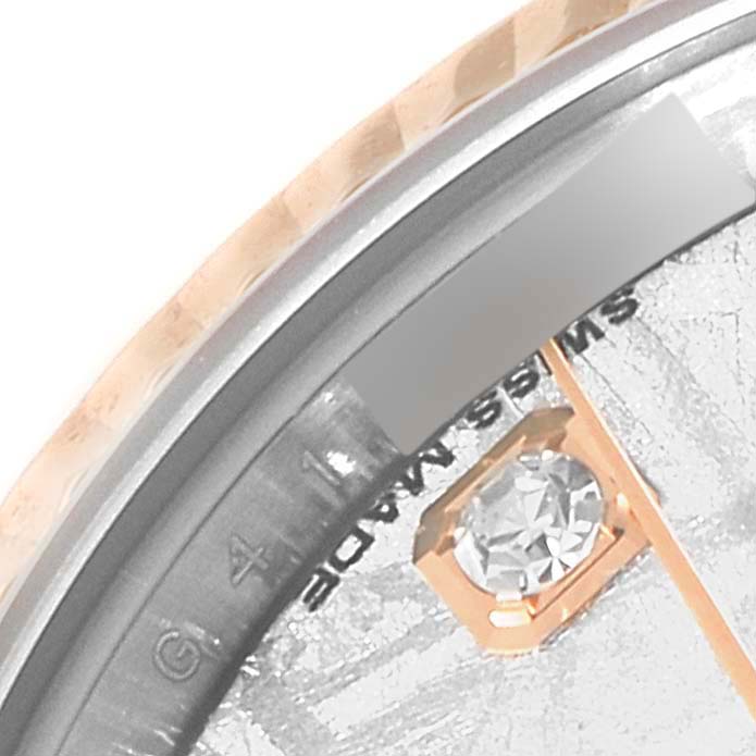 The image shows a close-up of the dial and bezel edge of a Rolex Datejust 179171 Women's Steel and Gold (two tone) Silver Dial 179171 Women's Steel and Gold (two tone) Silver Dial watch, highlighting a diamond hour marker.