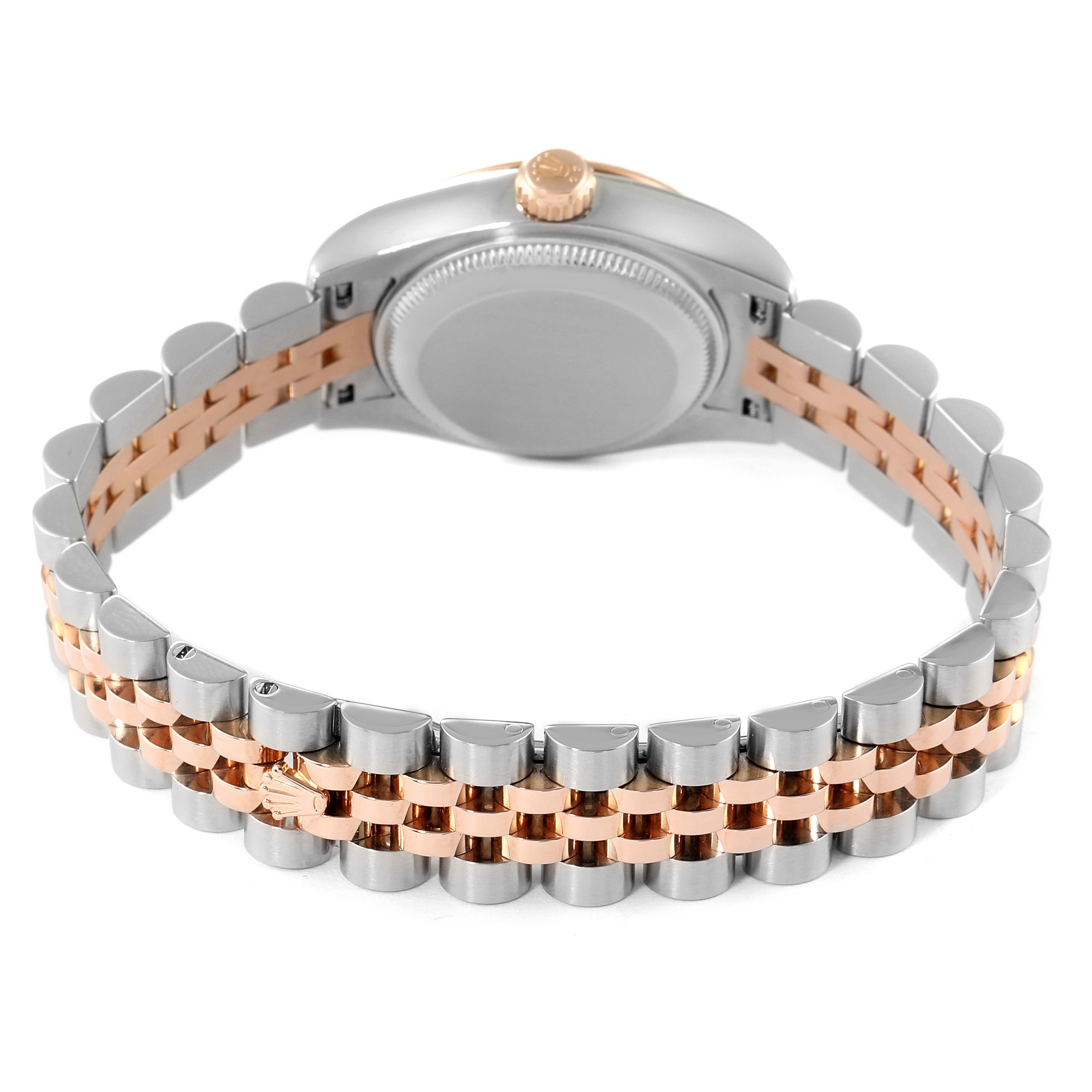 The image shows the back of a Rolex Datejust 179171 Women's Steel and Gold (two tone) Silver Dial 179171 Women's Steel and Gold (two tone) Silver Dial, highlighting the bracelet and clasp in two-tone metal.