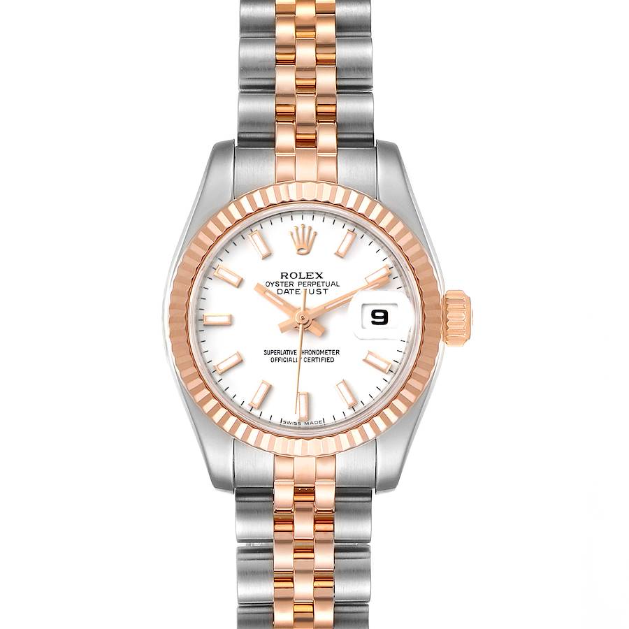 Rolex Datejust Steel Everose Gold White Dial Ladies Watch 179171 Box Papers SwissWatchExpo