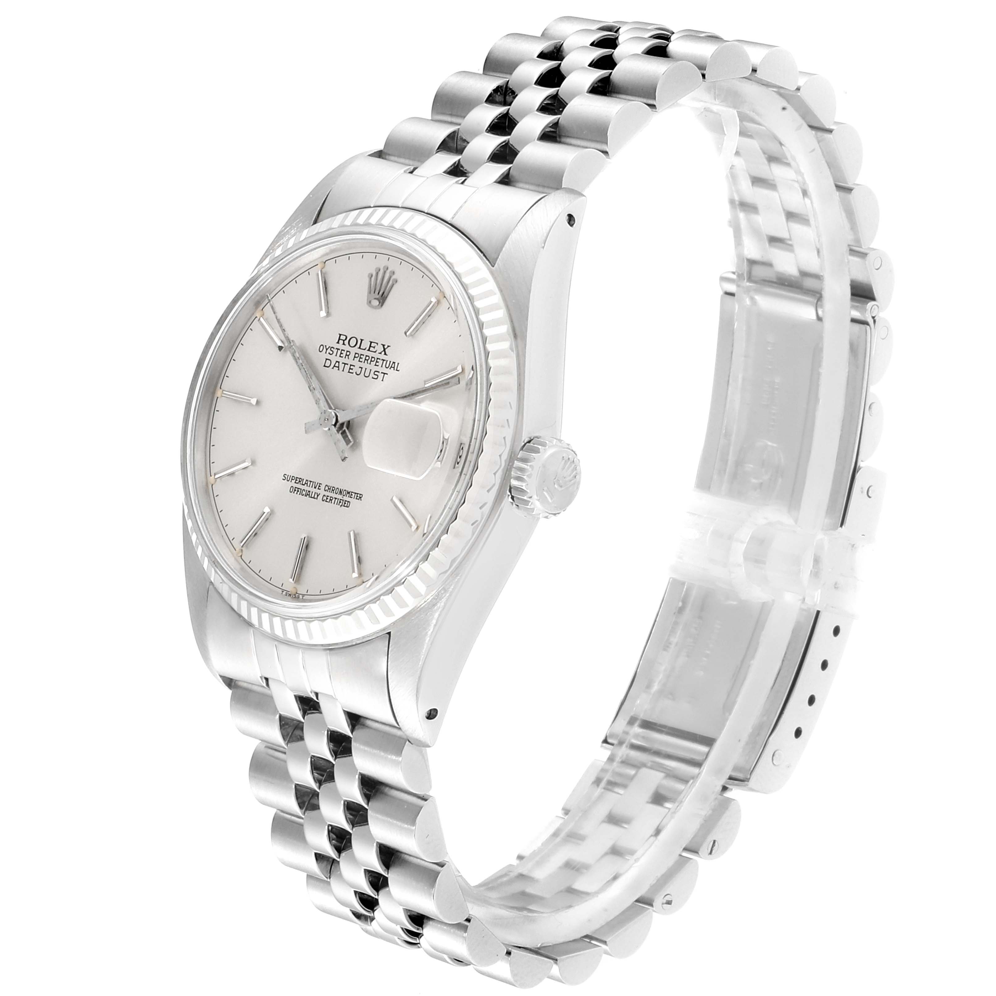 The Rolex Vintage Collection 16014 Men
s Stainless Steel Silver Dial 16014 Men
s Stainless Steel Silver Dial model is shown at a three-quarter angle, highlighting the dial, bezel, crown, and part of the bracelet.