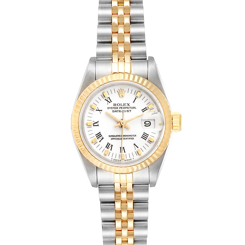 Rolex Datejust Steel Yellow Gold White Dial Ladies Watch 69173 Box Papers SwissWatchExpo