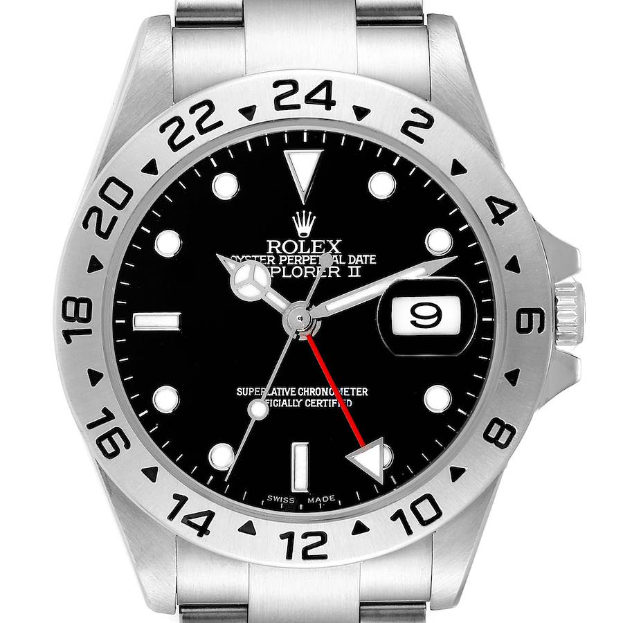 Rolex Explorer II Black Dial Steel Mens Watch 16570 Box Papers SwissWatchExpo