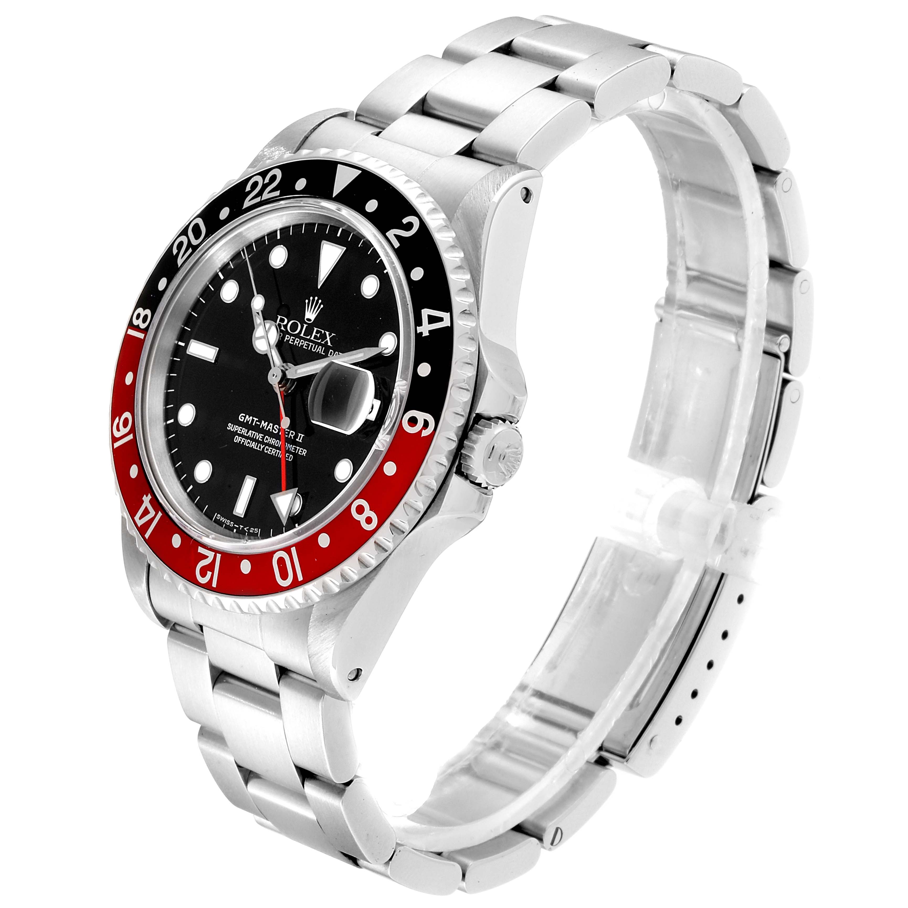 The Rolex GMT-Master 16710 Men
s Stainless Steel Black Dial 16710 Men
s Stainless Steel Black Dial watch is shown at a three-quarter angle highlighting the face, bezel, crown, and bracelet.