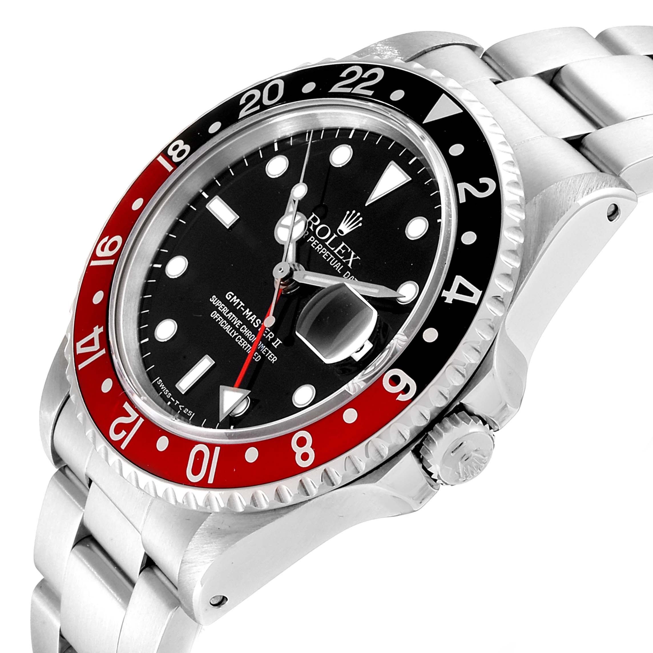 Rolex Gmt Master Ii Black Red Coke Bezel Steel Mens Watch 16710 Swisswatchexpo