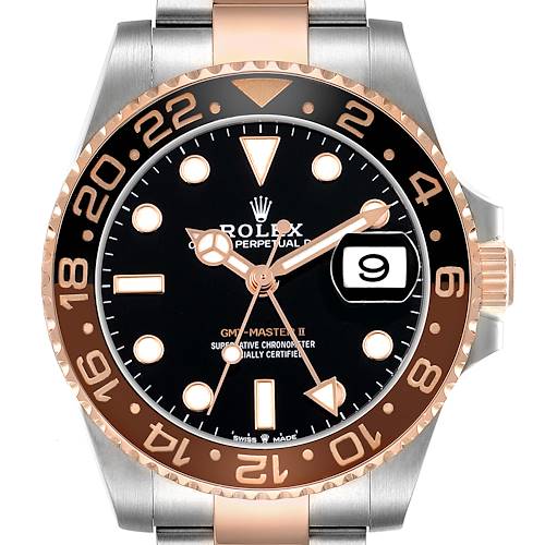 Photo of Rolex GMT Master II Steel Rose Gold Root Beer Bezel Mens Watch 126711 Box Card