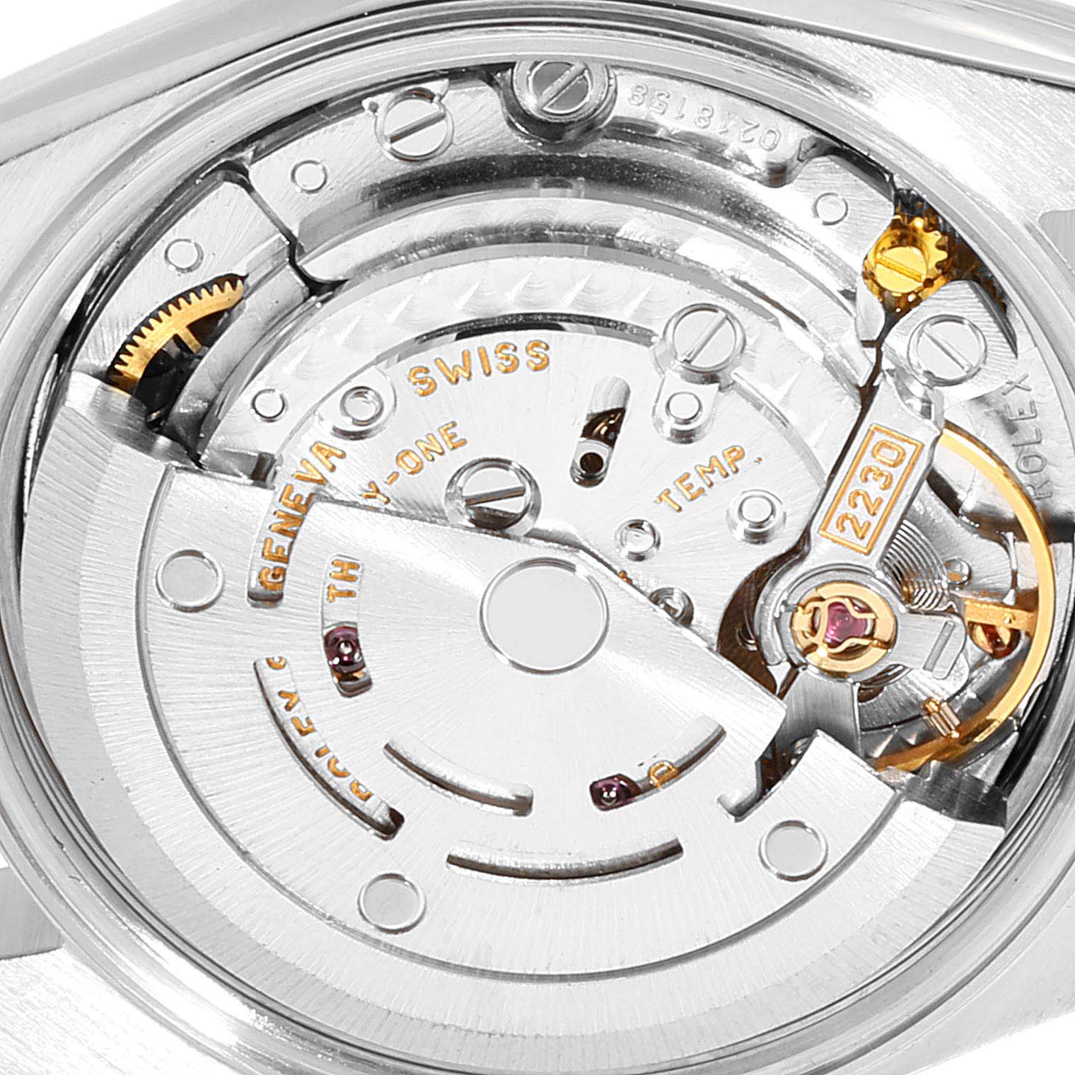 This image shows the internal movement mechanism of a Rolex Oyster Perpetual 76030 Women
s Stainless Steel White Dial 76030 Women
s Stainless Steel White Dial watch, viewed from the back.