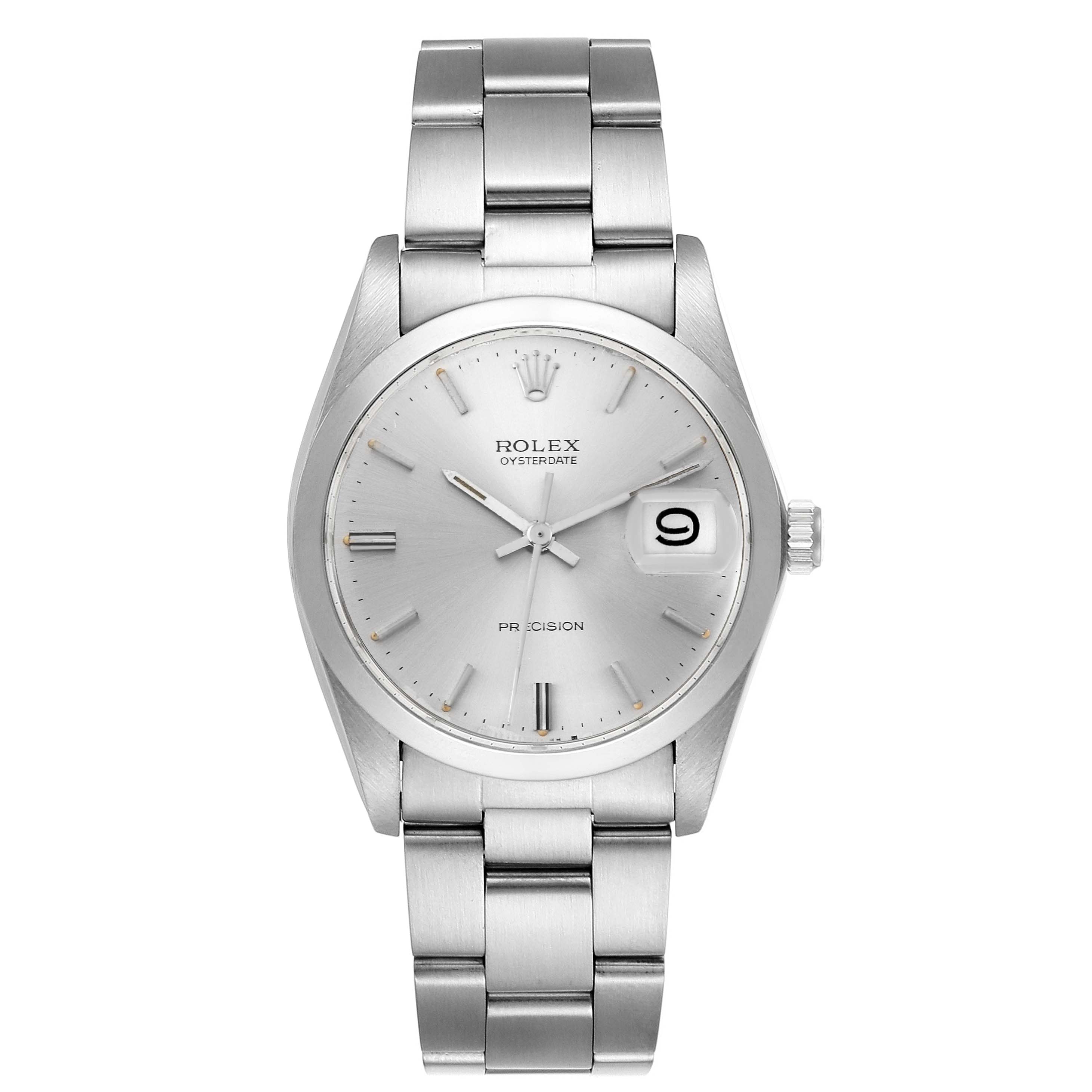 The image shows a frontal view of a Rolex Vintage Collection 6694 Men's Stainless Steel Silver Dial 6694 Men's Stainless Steel Silver Dial watch, displaying its face, dial, hands, date window, and metal bracelet.