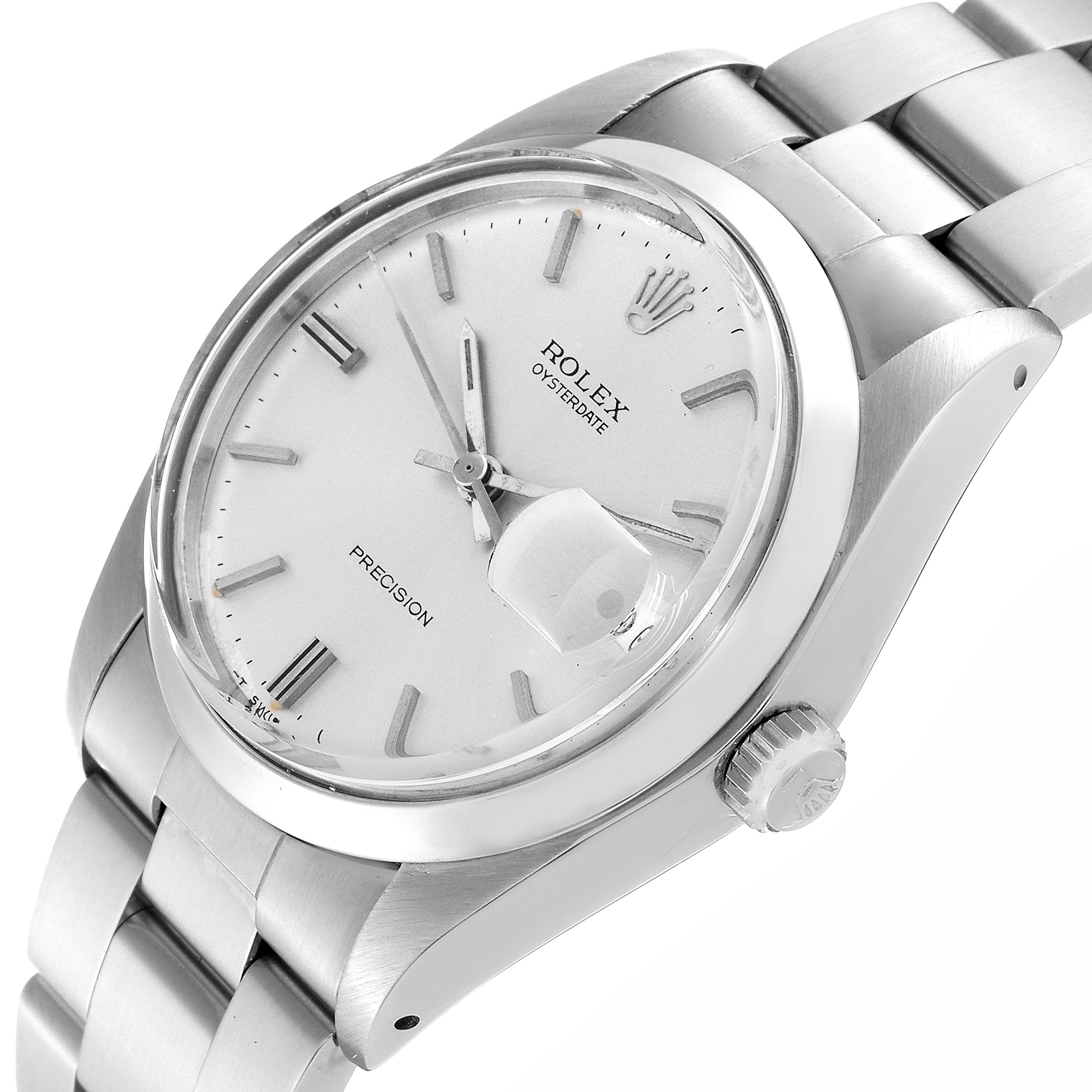 The image shows a close-up angled view of the Rolex Vintage Collection 6694 Men's Stainless Steel Silver Dial 6694 Men's Stainless Steel Silver Dial watch, displaying the dial, hands, crown, and part of the bracelet.