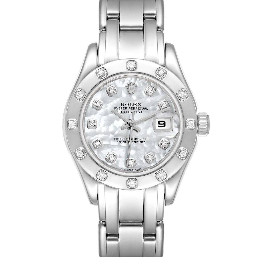 Rolex Pearlmaster Mother of Pearl Dial  White Gold Diamond Ladies Watch 69319 SwissWatchExpo