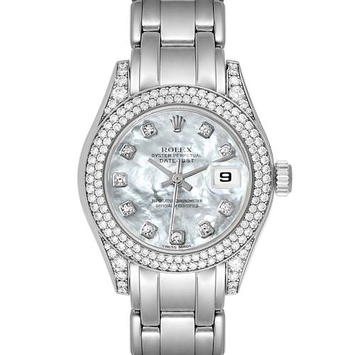 Photo of Rolex Pearlmaster White Gold MOP Diamond Ladies Watch 69359