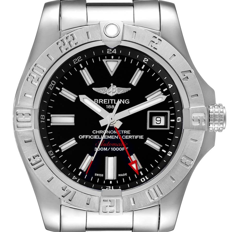 Breitling Aeromarine Avenger II GMT Black Dial Mens Watch A32390 Box Papers SwissWatchExpo