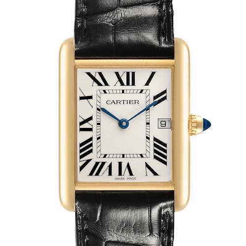 Photo of Cartier Tank Louis Yellow Gold Silver Roman Dial Mens Watch W1529756 Papers