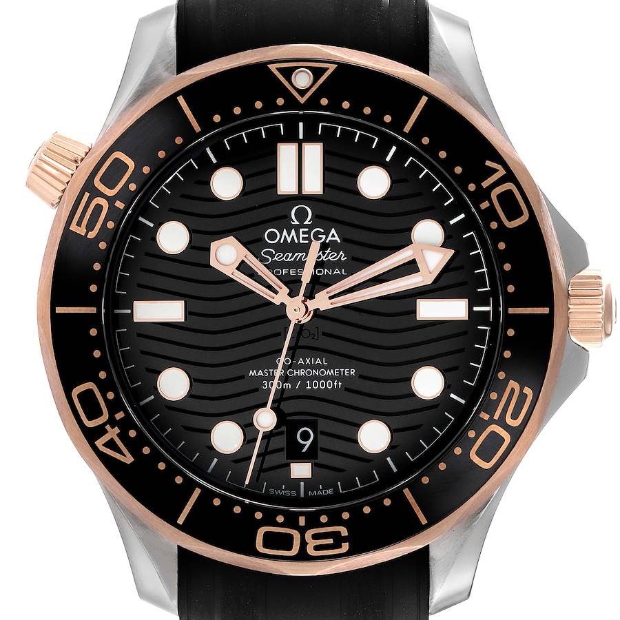 Omega Seamaster Diver Steel Rose Gold Mens Watch 210.22.42.20.01.002 Box Card SwissWatchExpo