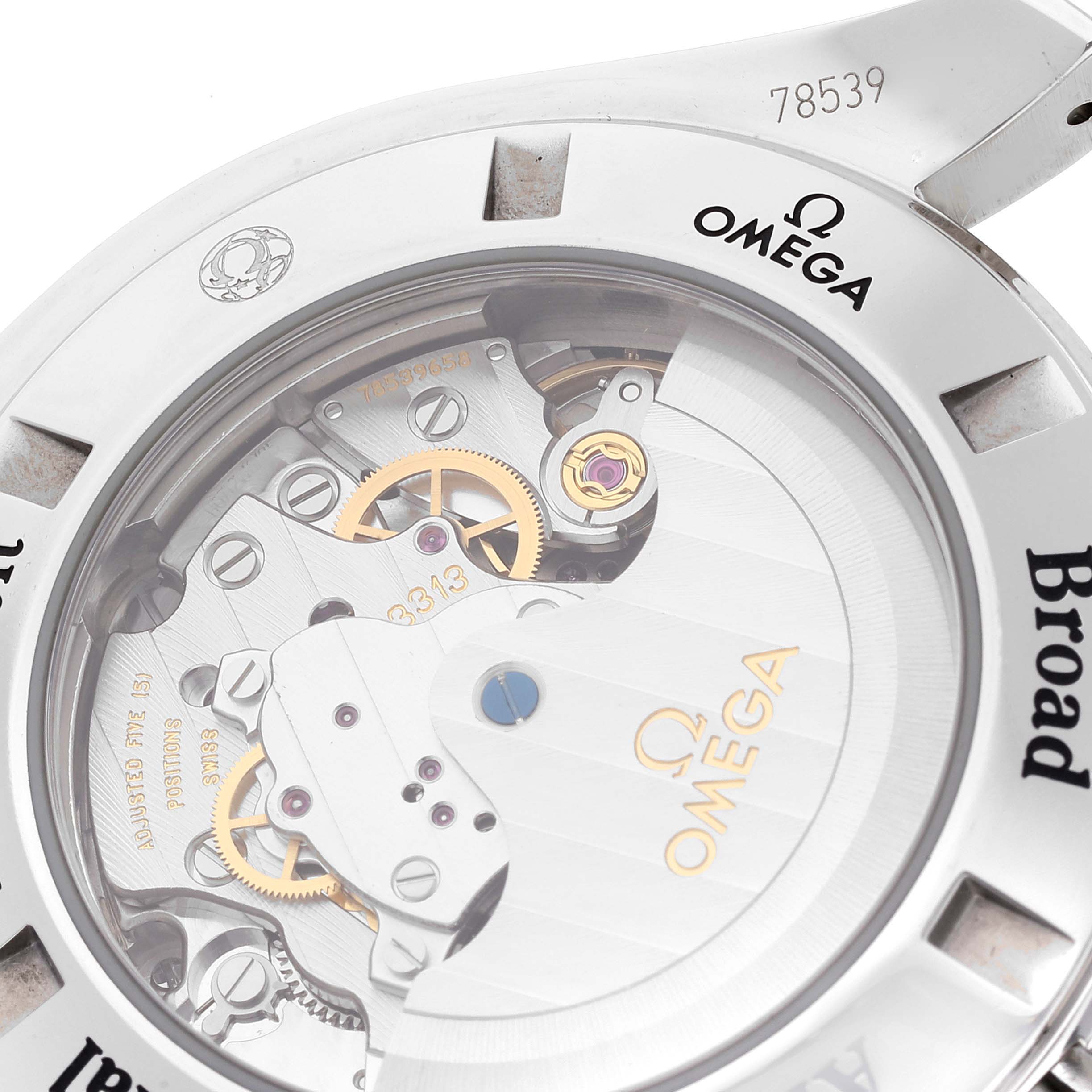 The image shows the case back of the Omega Speedmaster 321.10.44.50.01.001 Men's Stainless Steel Black Dial 321.10.44.50.01.001 Men's Stainless Steel Black Dial, highlighting its intricate movement mechanism.