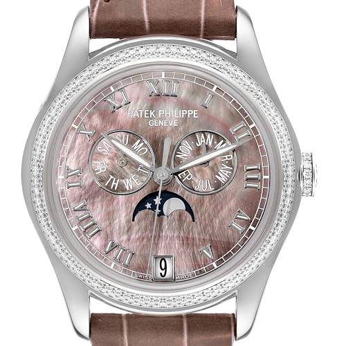 Photo of Patek Philippe Annual Calendar White Gold Mother of Pearl Diamond Mens Watch 4936 Box Papers