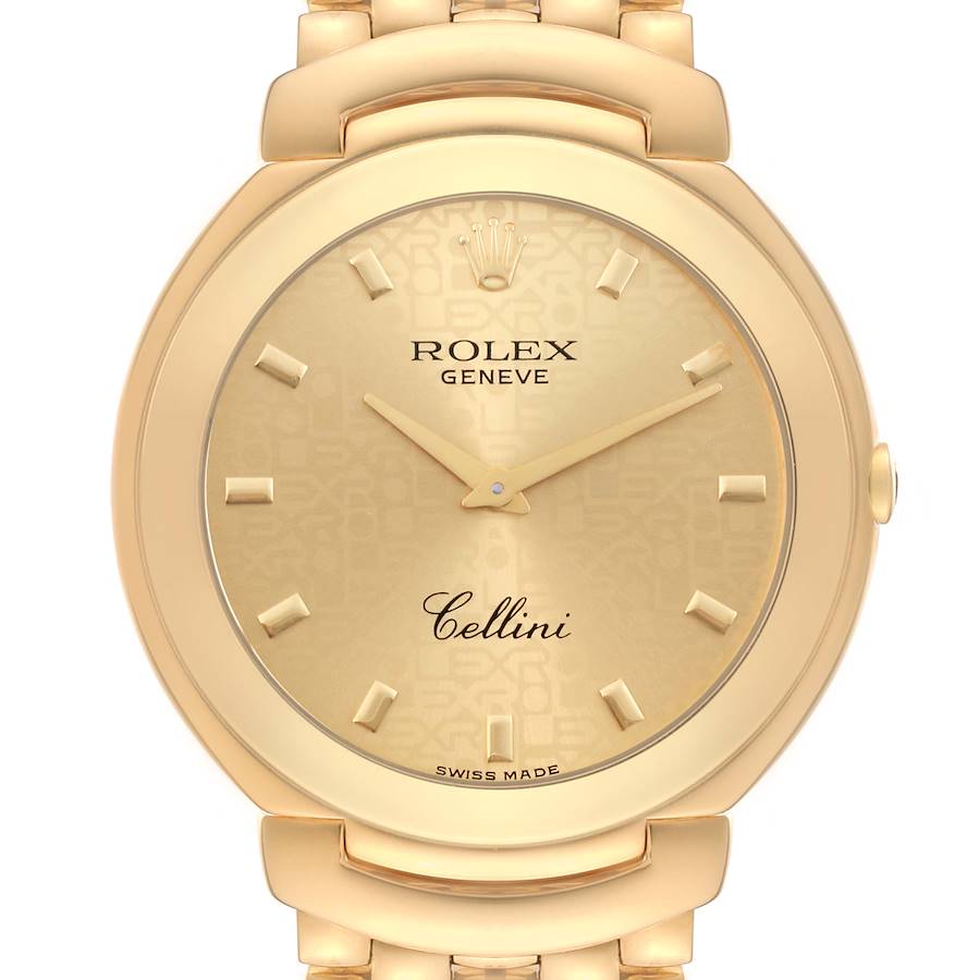 Rolex Cellini Yellow Gold Champagne Anniversary Dial Mens Watch 6623 Box Papers SwissWatchExpo