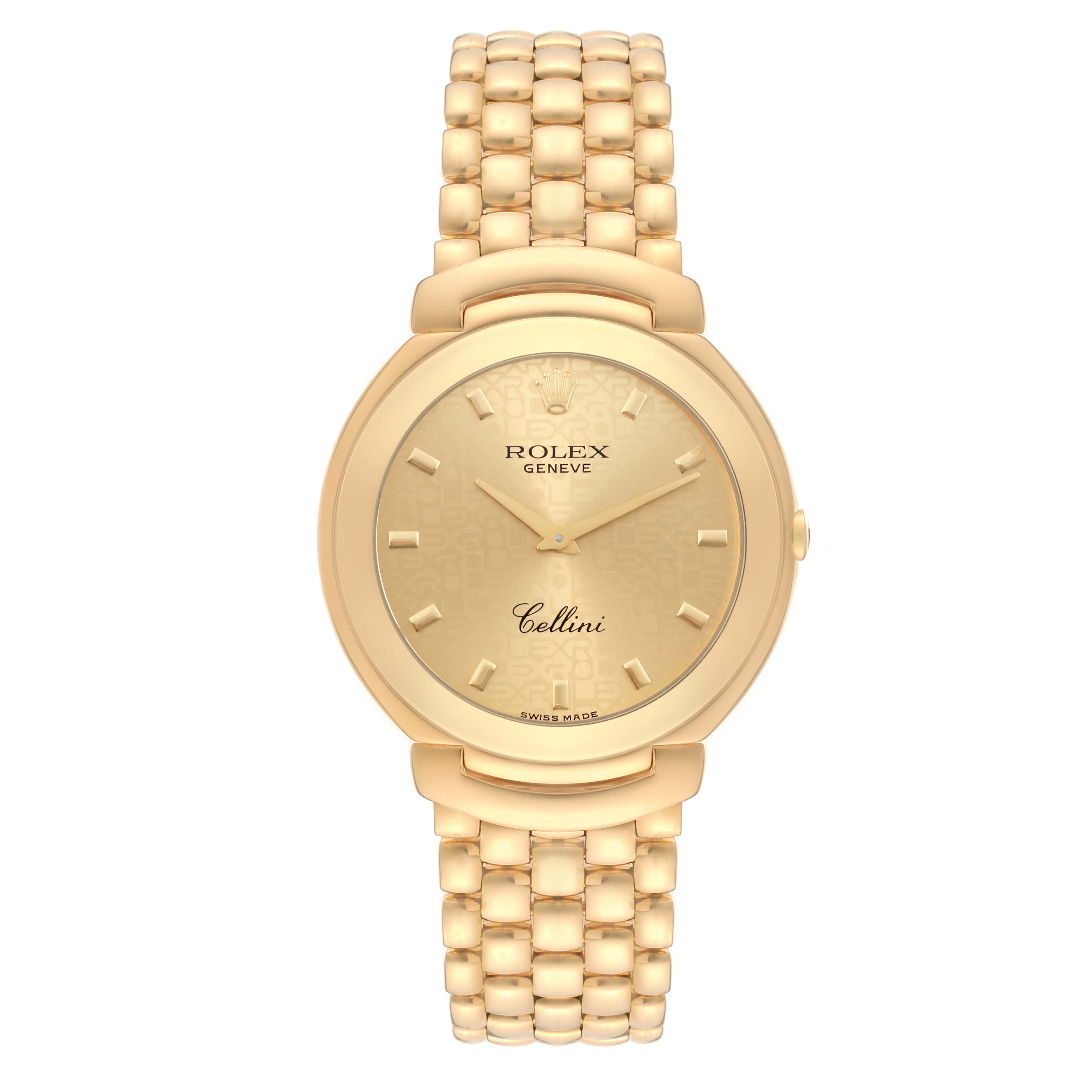 The image shows a Rolex Cellini 6623/8 Men's Yellow Gold Champagne Dial 6623/8 Men's Yellow Gold Champagne Dial model watch from a front angle, displaying the full face and bracelet.