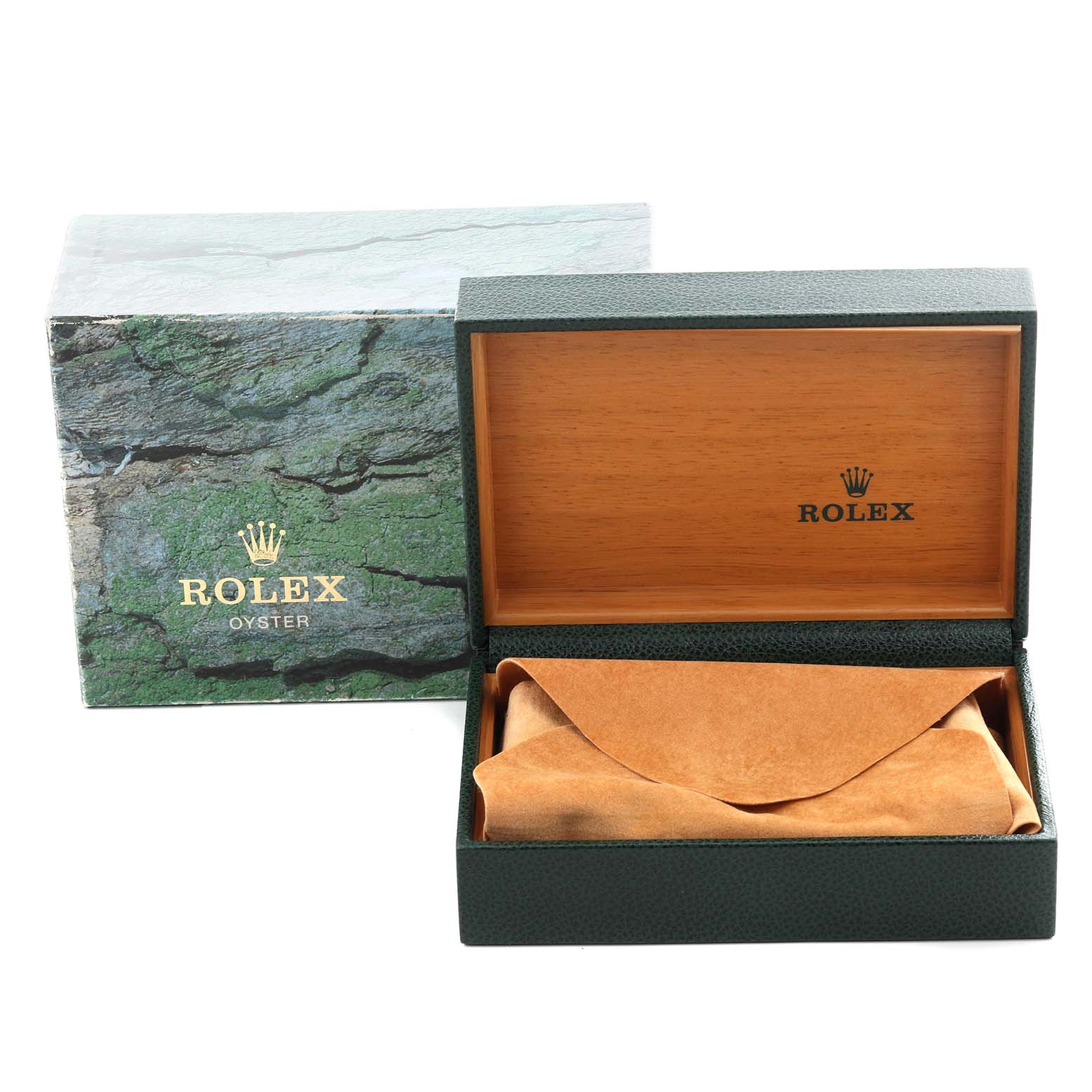 The image shows a Rolex Date 15200 Men's Stainless Steel White Dial 15200 Men's Stainless Steel White Dial model watch box, featuring the outer and inner packaging with the branded logo.