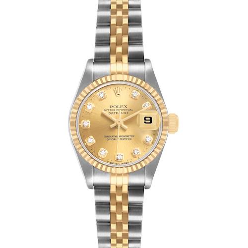 Photo of Rolex Datejust 26 Champagne Diamond Dial Steel Yellow Gold Ladies Watch 69173