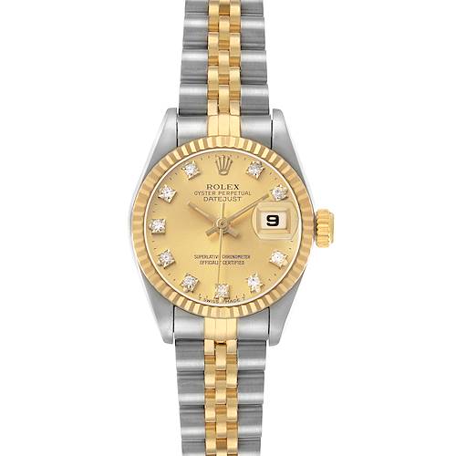 Photo of Rolex Datejust 26 Steel Yellow Gold Champagne Diamond Dial Ladies Watch 69173