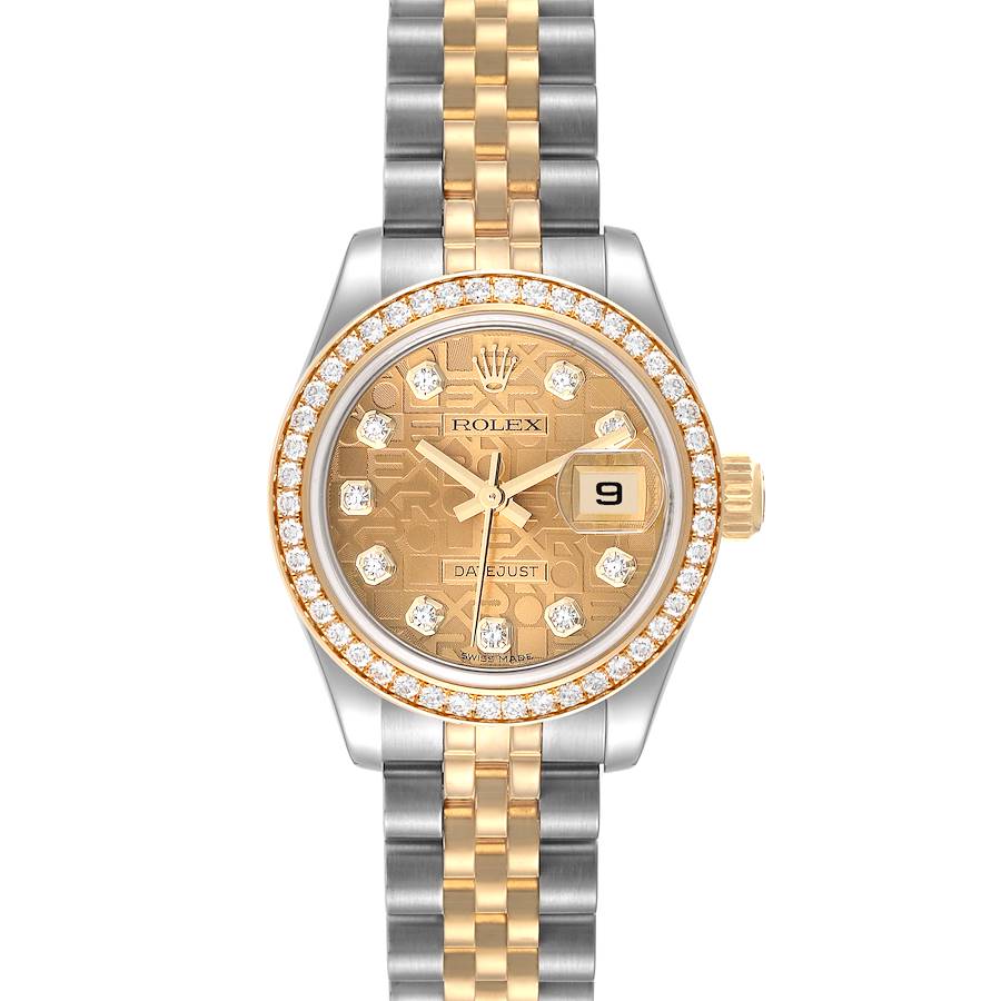 Rolex Datejust Steel Yellow Gold Diamond Dial Bezel Ladies Watch 179383 SwissWatchExpo
