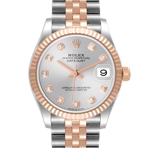 Photo of Rolex Datejust 31 Midsize Steel Rose Gold Diamond Ladies Watch 278271 Box Card