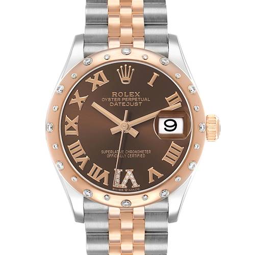 Photo of Rolex Datejust 31 Midsize Steel Rose Gold Diamond Ladies Watch 278341 Box Card