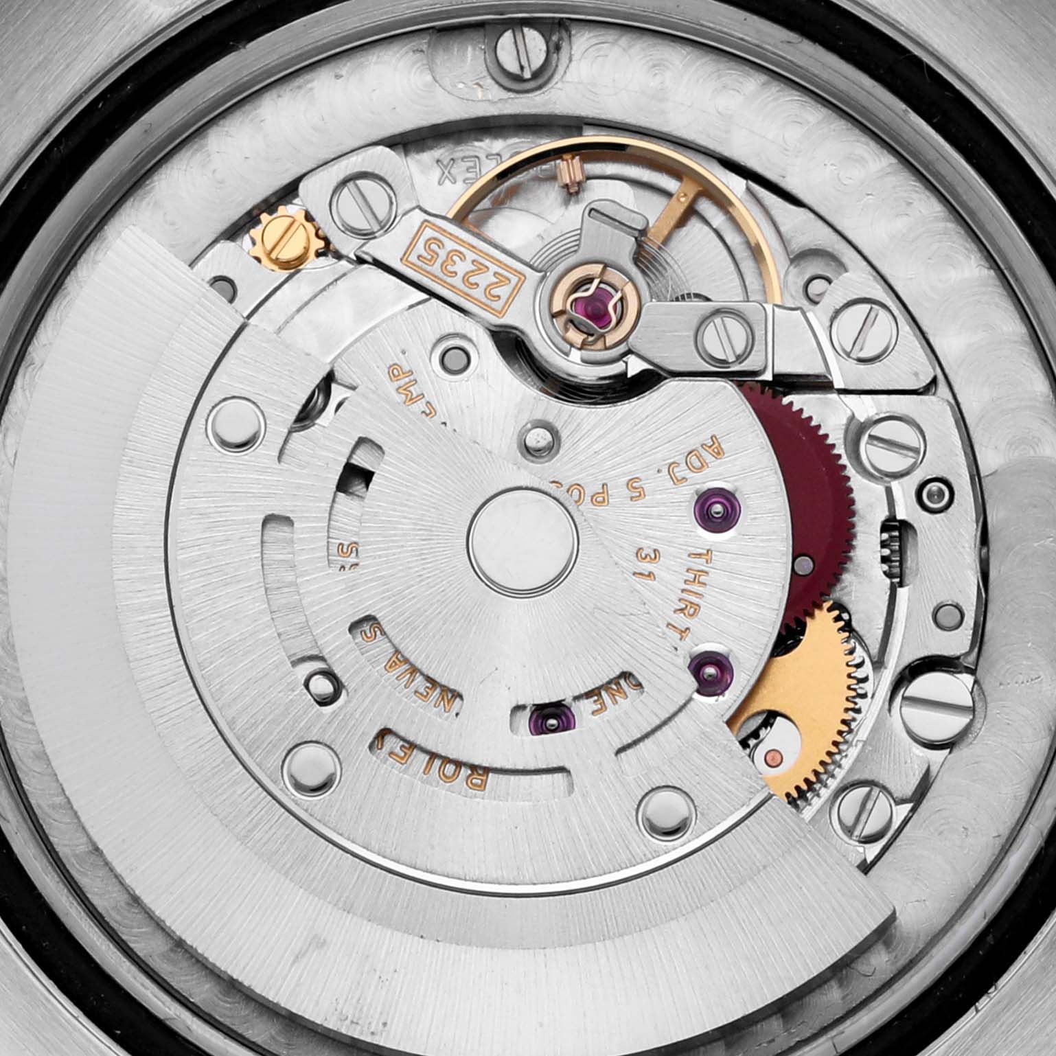 The image of the Rolex Datejust shows the watch movement from the back, highlighting intricate mechanical parts like gears and rotors.