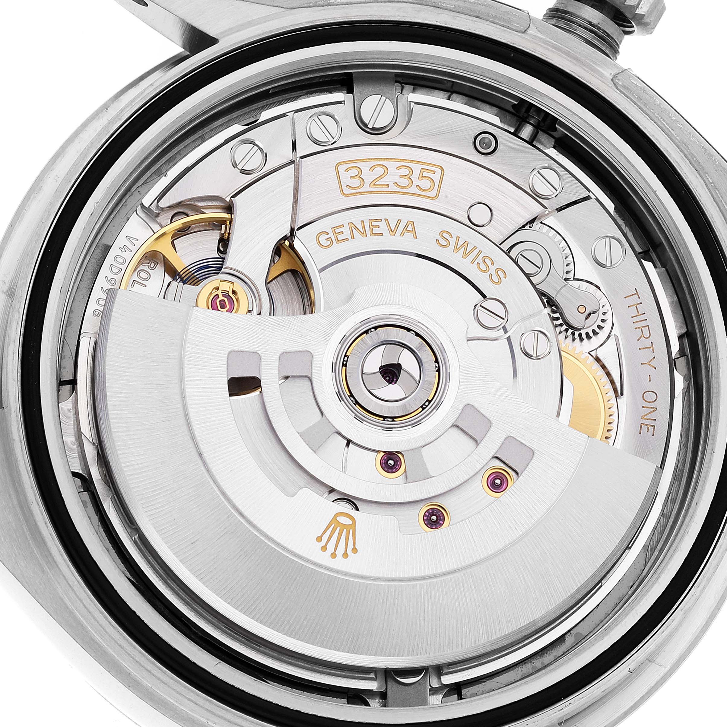 This image shows the movement mechanism of the Rolex Datejust 41 126334 Men
s Stainless Steel Grey Dial 126334 Men
s Stainless Steel Grey Dial model, highlighting its intricate internal components and detailing.