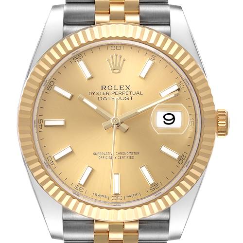 Photo of Rolex Datejust 41 Steel Yellow Gold Champagne Dial Mens Watch 126333 Box Card