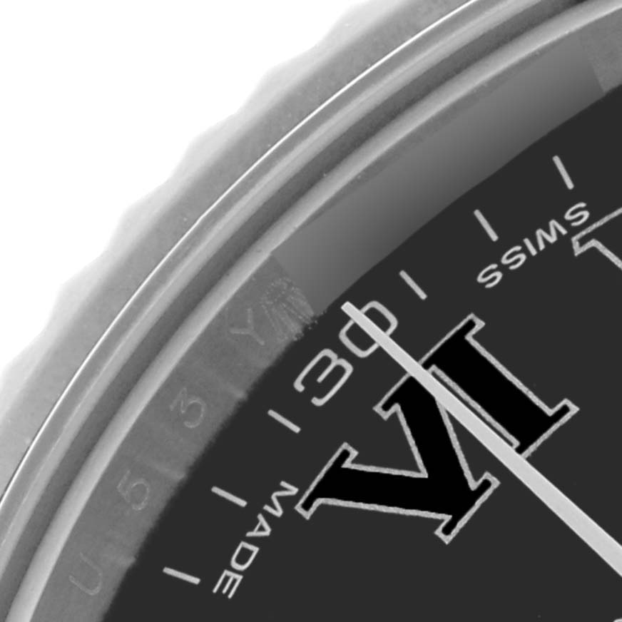 The image shows a close-up of the dial of the Rolex Datejust 41 116334 Men's Stainless Steel Grey Dial 116334 Men's Stainless Steel Grey Dial, highlighting the roman numeral VI, minute marker, and part of the bezel.