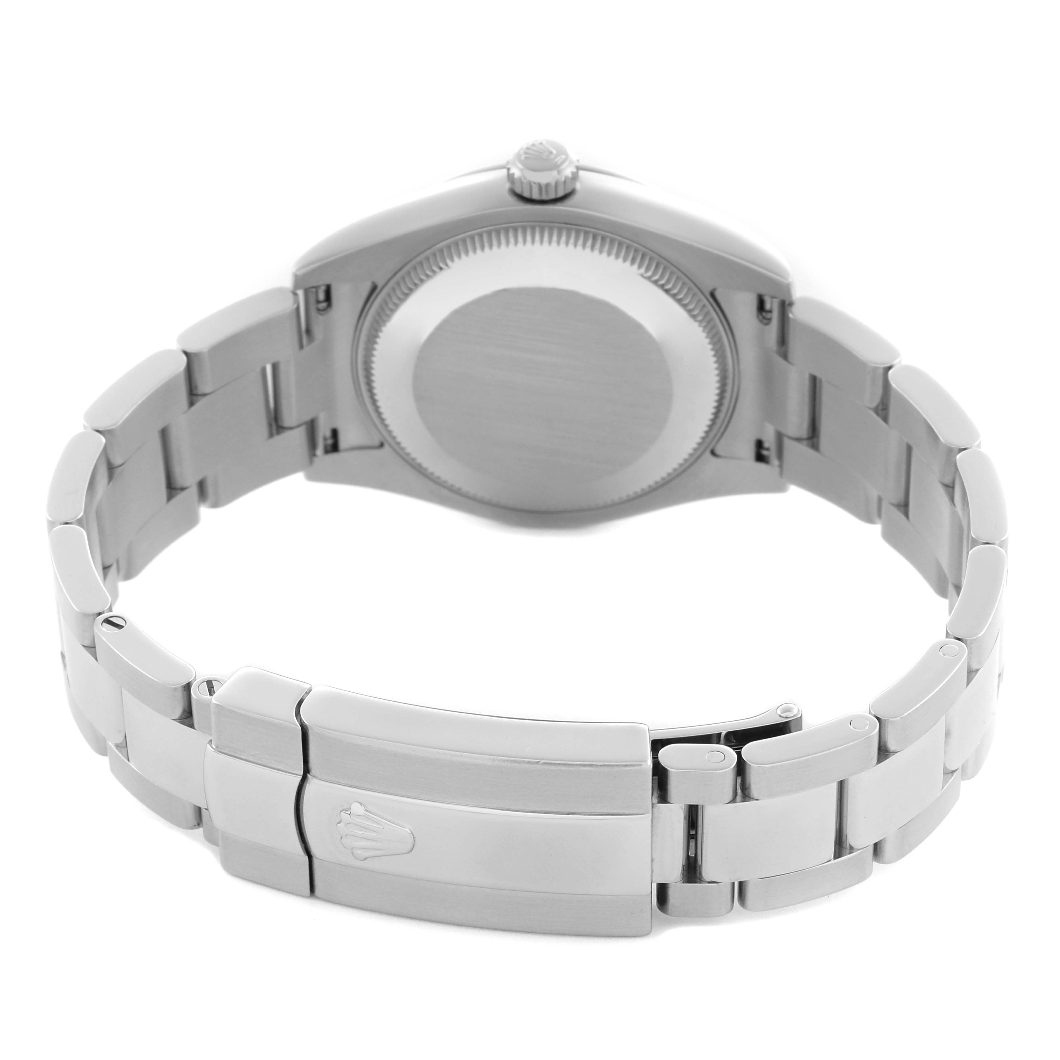 The image shows the back view of a Rolex Mid-Size 178240 Women's Stainless Steel White Dial 178240 Women's Stainless Steel White Dial watch, highlighting the case back and clasp.