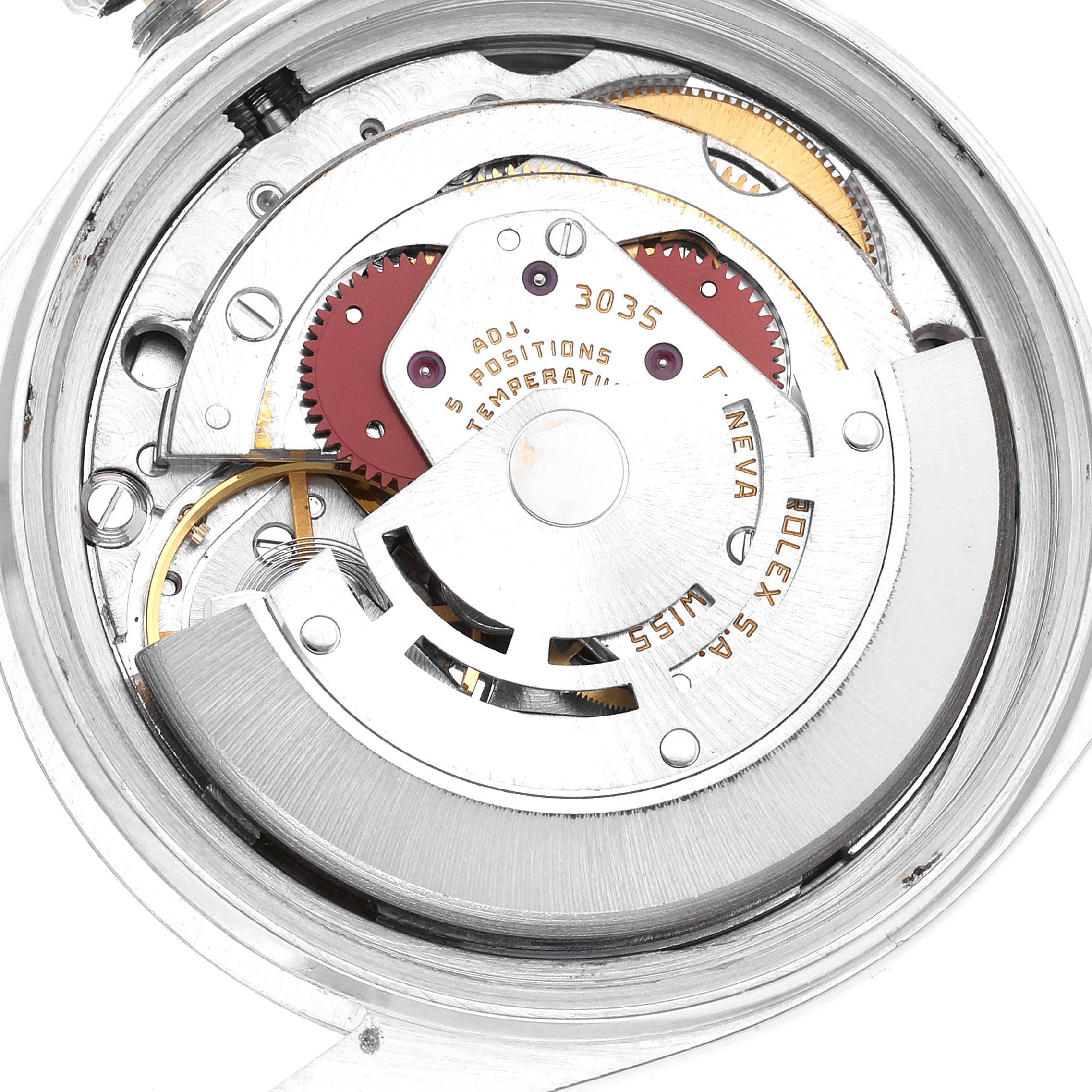 The image shows a close-up shot of the internal movement mechanism of a Rolex Vintage Collection 16014 Men
s Stainless Steel Silver Dial 16014 Men
s Stainless Steel Silver Dial model watch.