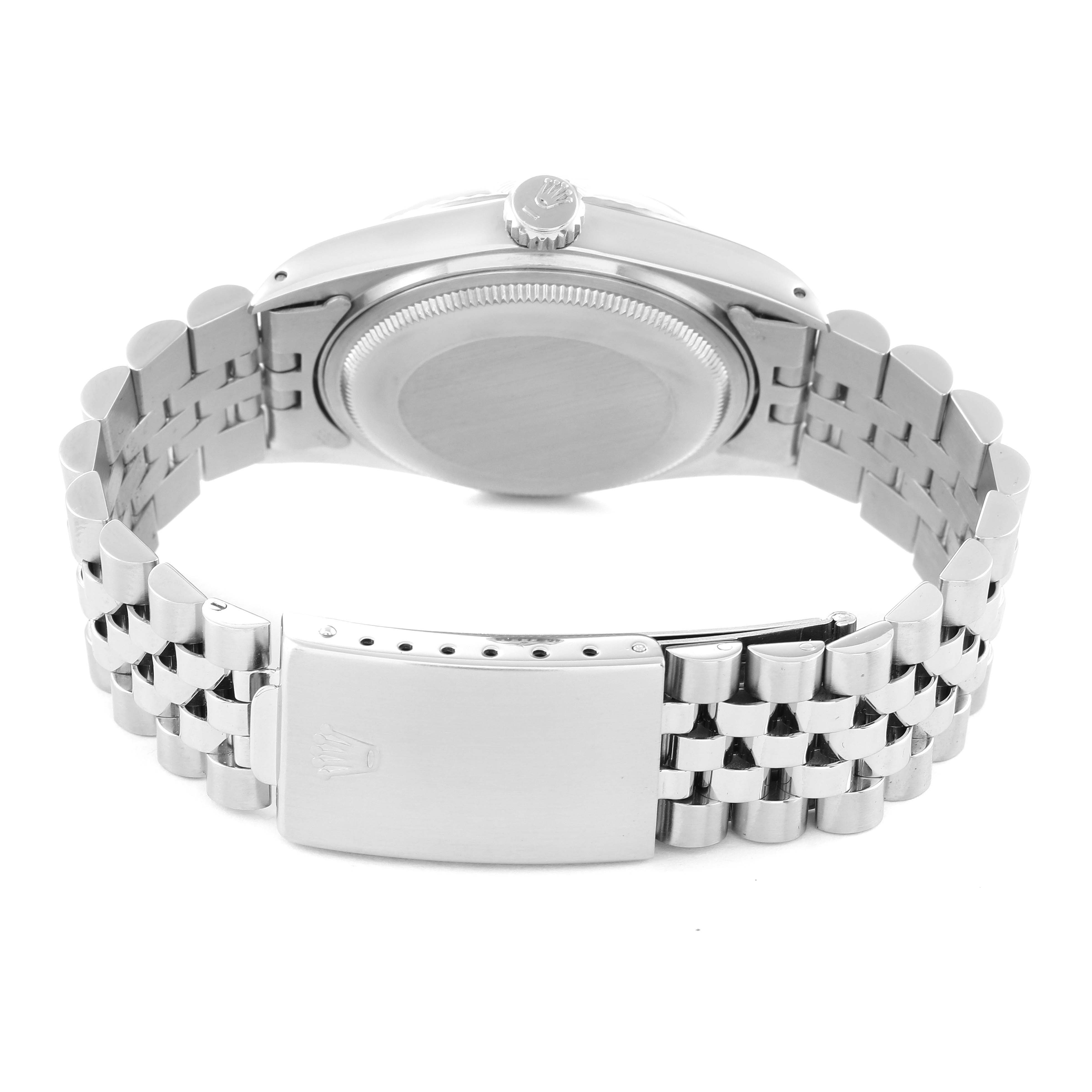 This image shows the back case and the bracelet clasp of a Rolex Vintage Collection 16014 Men
s Stainless Steel Silver Dial 16014 Men
s Stainless Steel Silver Dial model watch from a rear angle.