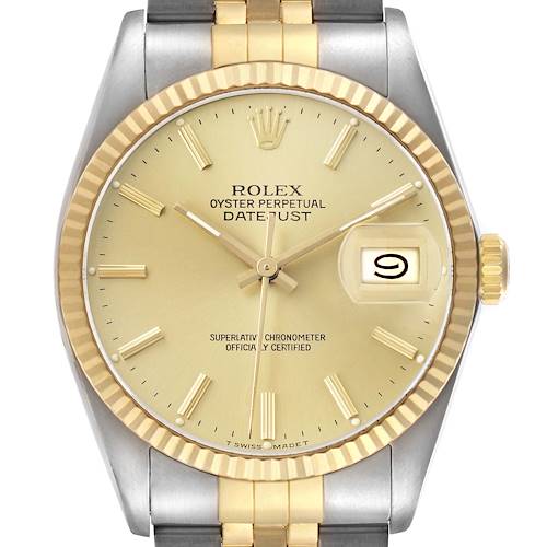 Photo of Rolex Datejust Steel Yellow Gold Champagne Dial Vintage Mens Watch 16013