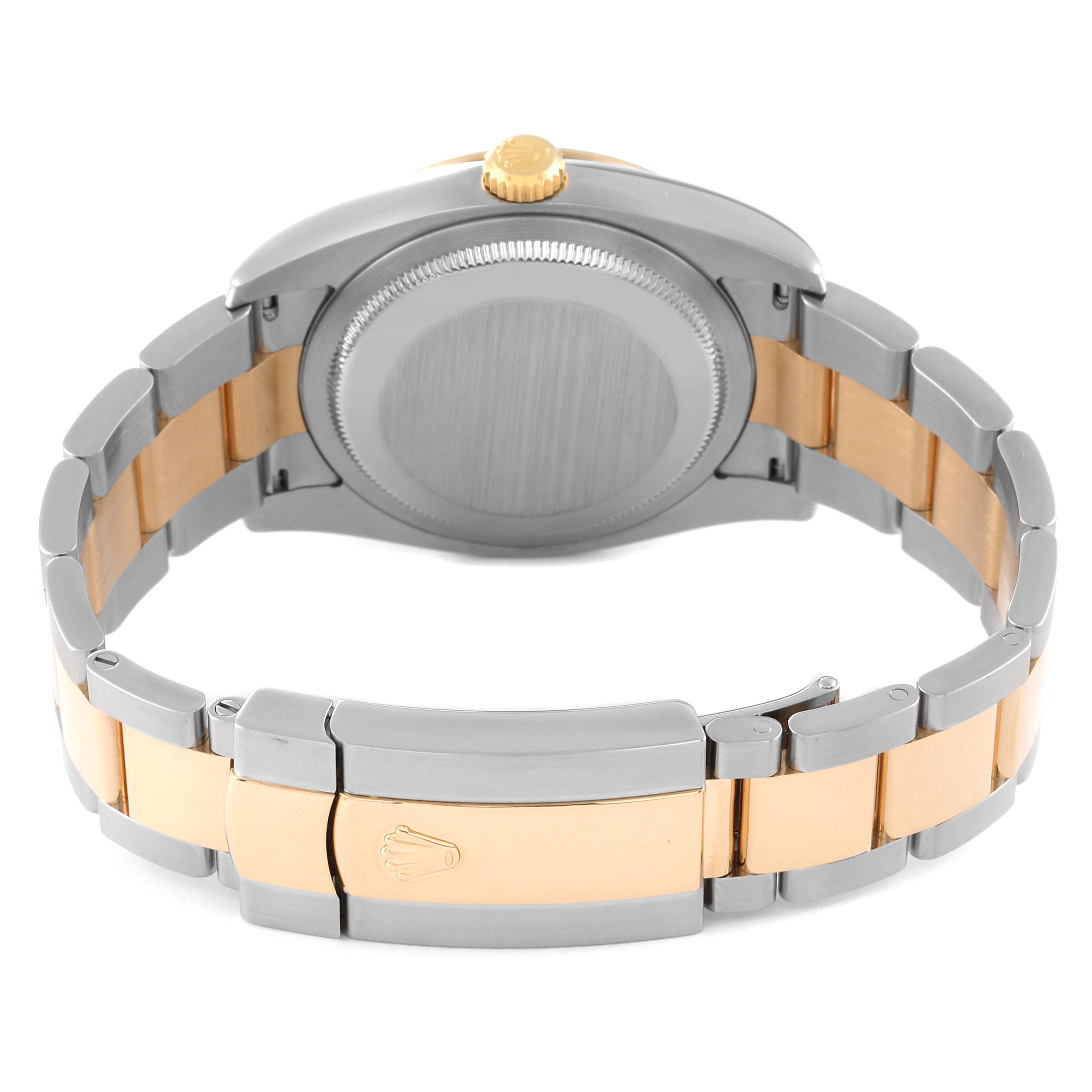 The image shows the back and clasp of a Rolex Turn-o-Graph 116263 Men's Steel and Gold (two tone) Champagne Dial 116263 Men's Steel and Gold (two tone) Champagne Dial watch from a rear angle, highlighting the case and bracelet.